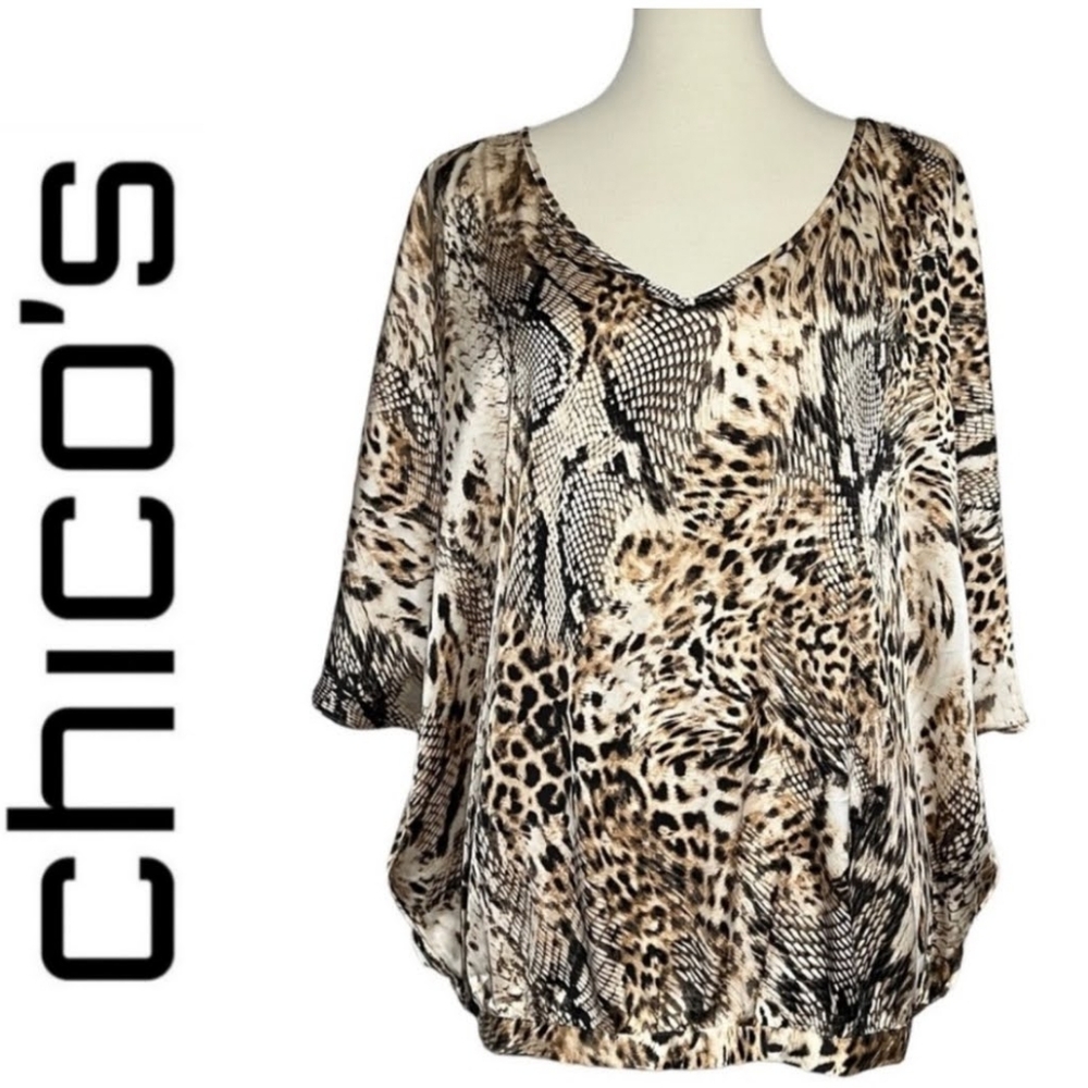 Chico's satin print blouse